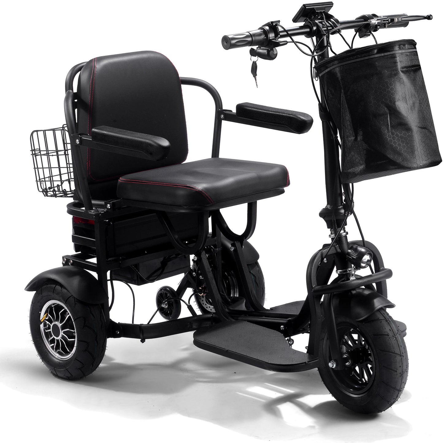 Folding Mobility Electric Trike 48v 1000w Dual Motor Lithium Black