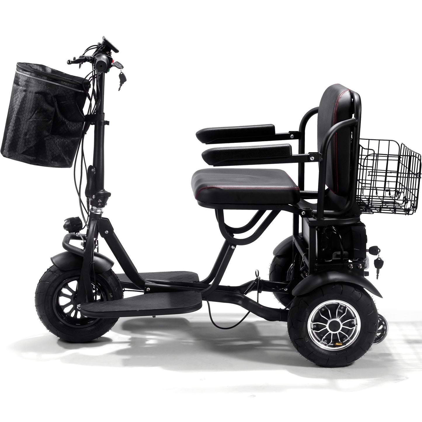 Folding Mobility Electric Trike 48v 1000w Dual Motor Lithium Black