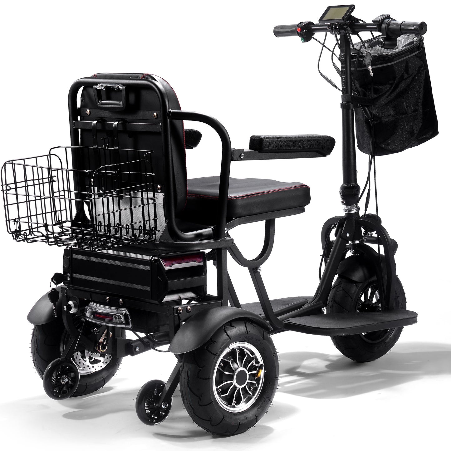 Folding Mobility Electric Trike 48v 1000w Dual Motor Lithium Black