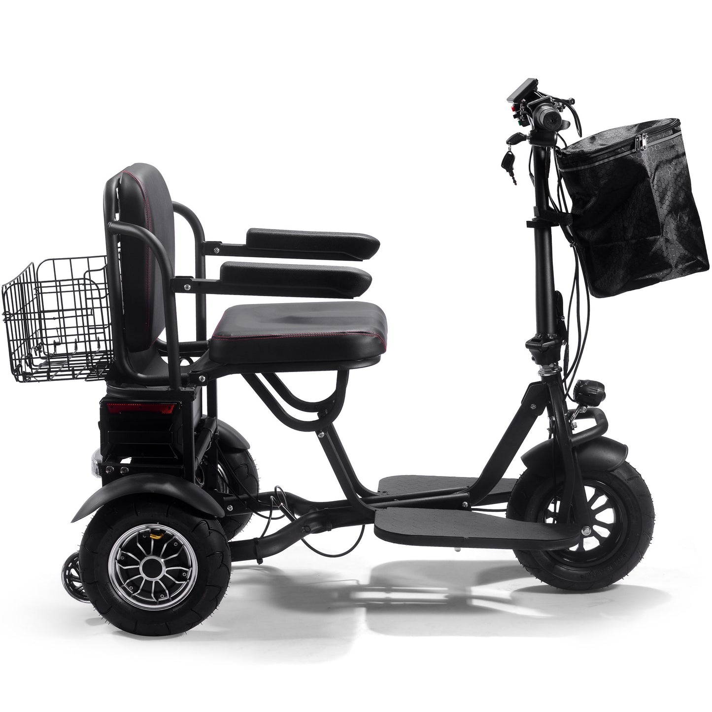 Folding Mobility Electric Trike 48v 1000w Dual Motor Lithium Black