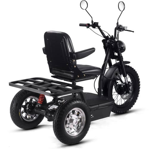 Electric Mobility Scooter 3-Wheeler Personal Transporter 1800w, Hydraulic Front Disc Brake, Full Suspension