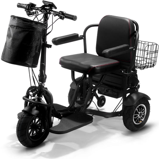 Folding Mobility Electric Trike 48v 1000w Dual Motor Lithium Black